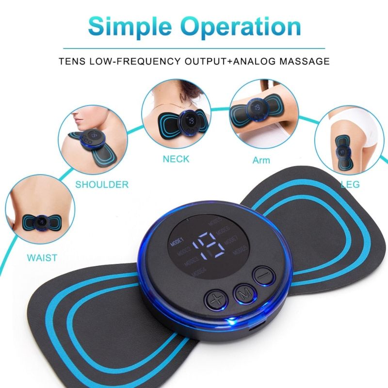 Mini Body Massager Pulse Neck Pain Relief EMS Butterfly Body Massager