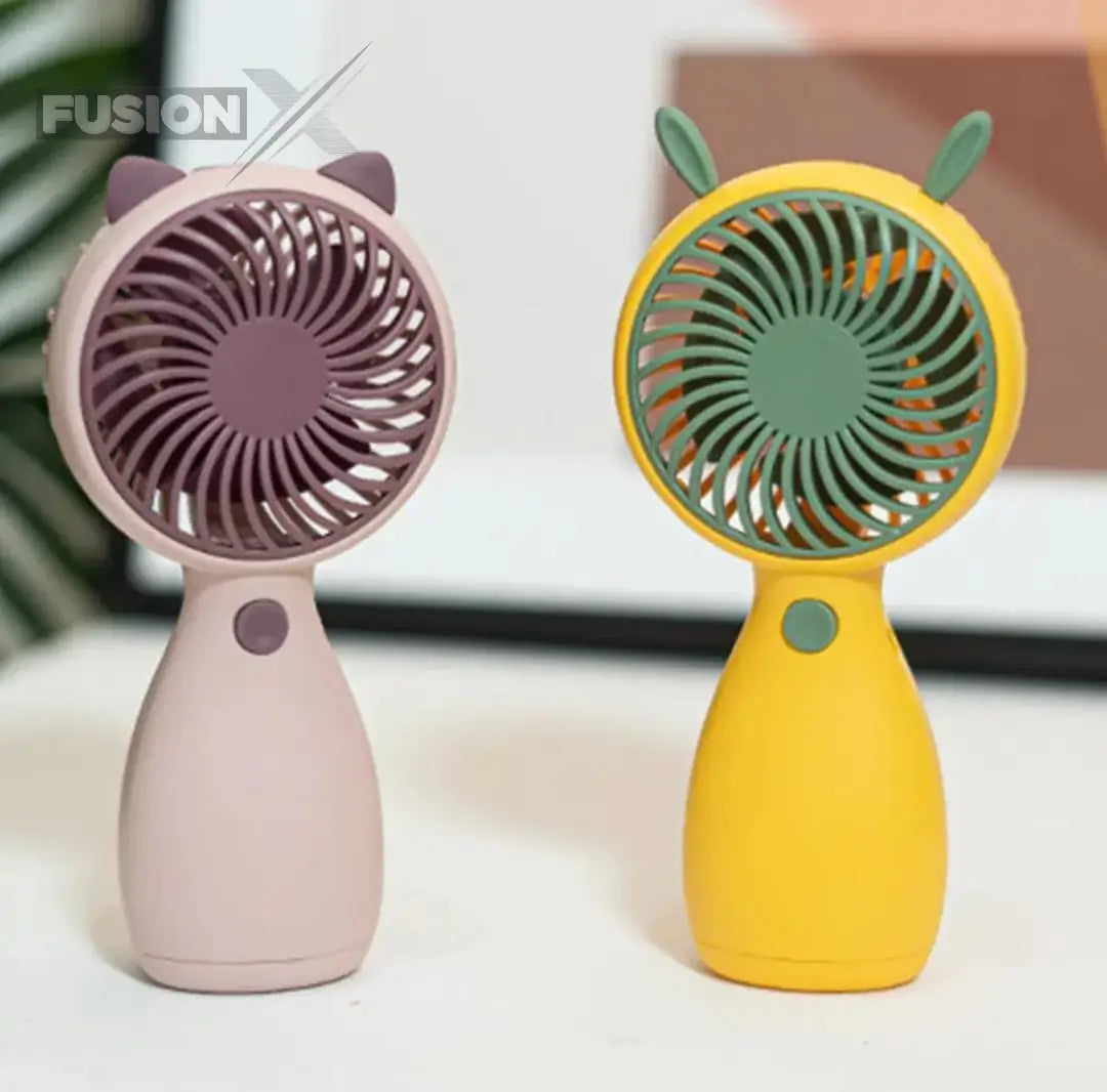 "Fashion-forward mini fan offering lightweight, portable cooling with USB recharging."