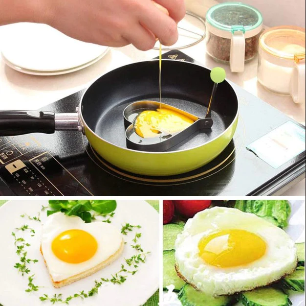 Fried Egg Cooking Mold Shaper 4 Pcs Stainless Steel Kitchen Pan cake Mould Ring.