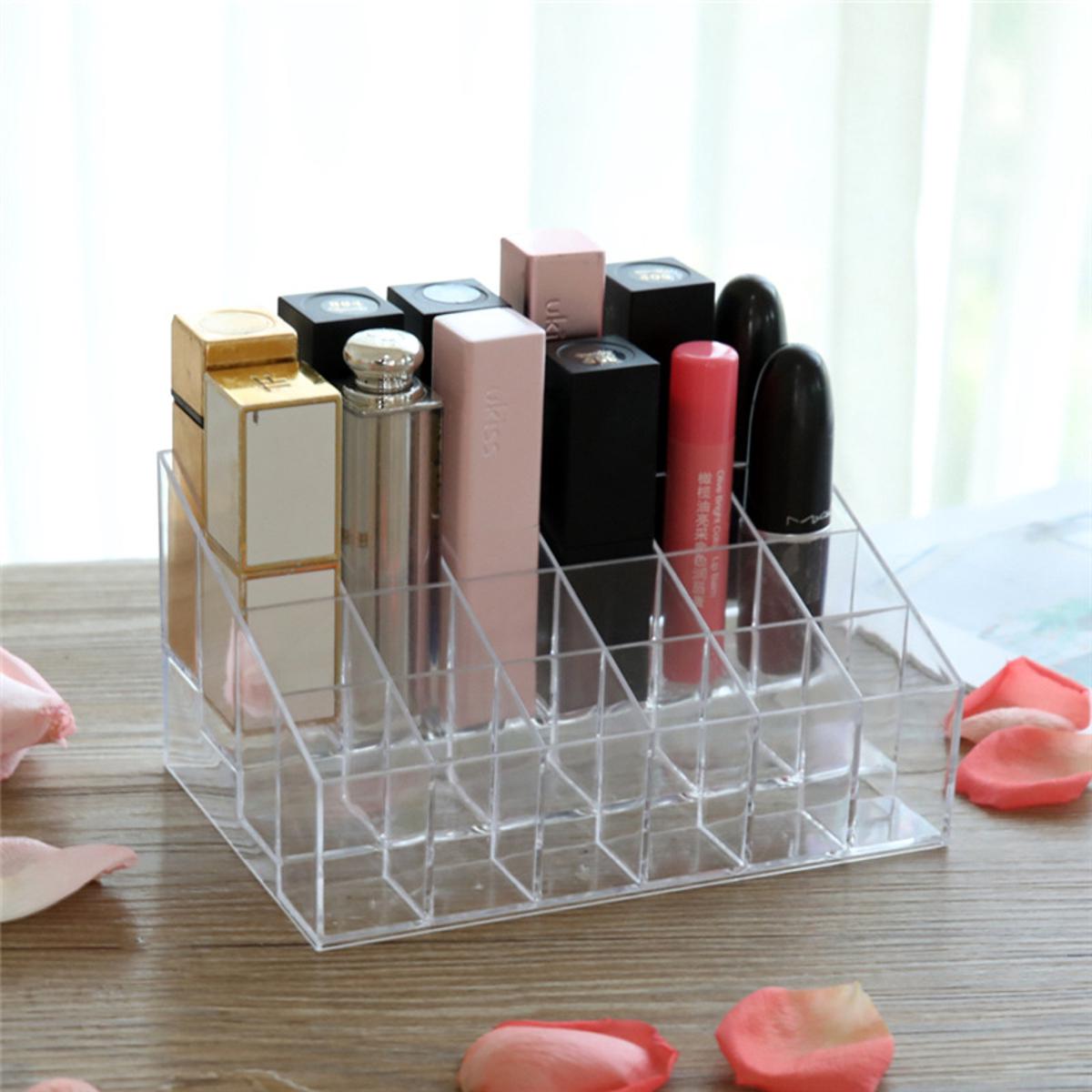 Acrylic Lipstick & Jewelry Storage Box: 24 Grid Organizer