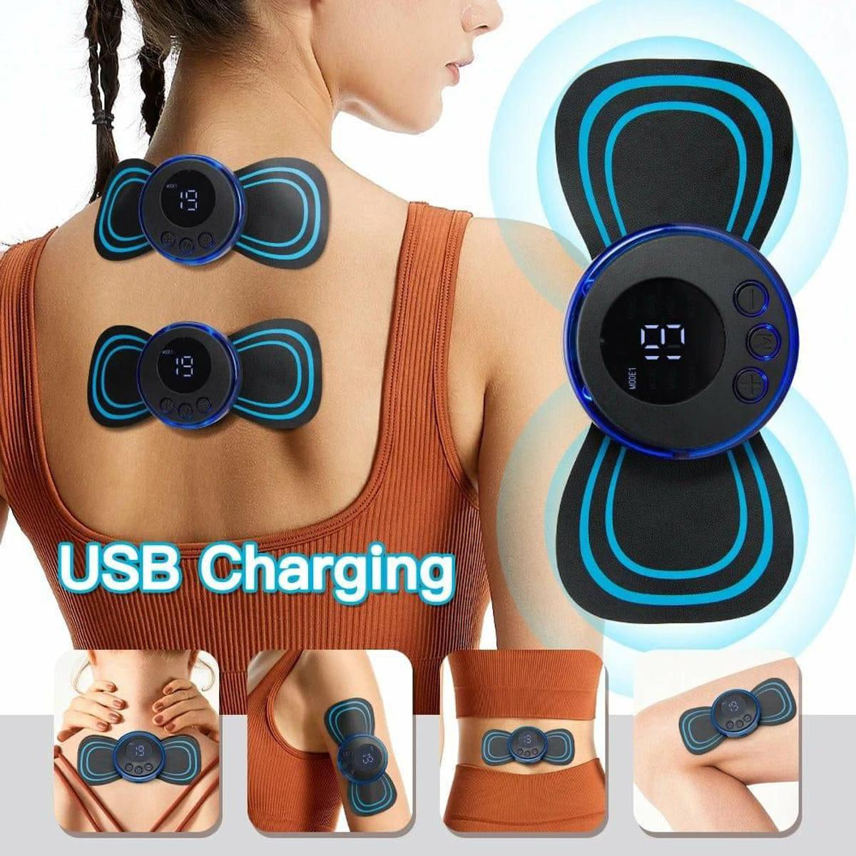 Mini Body Massager Pulse Neck Pain Relief EMS Butterfly Body Massager