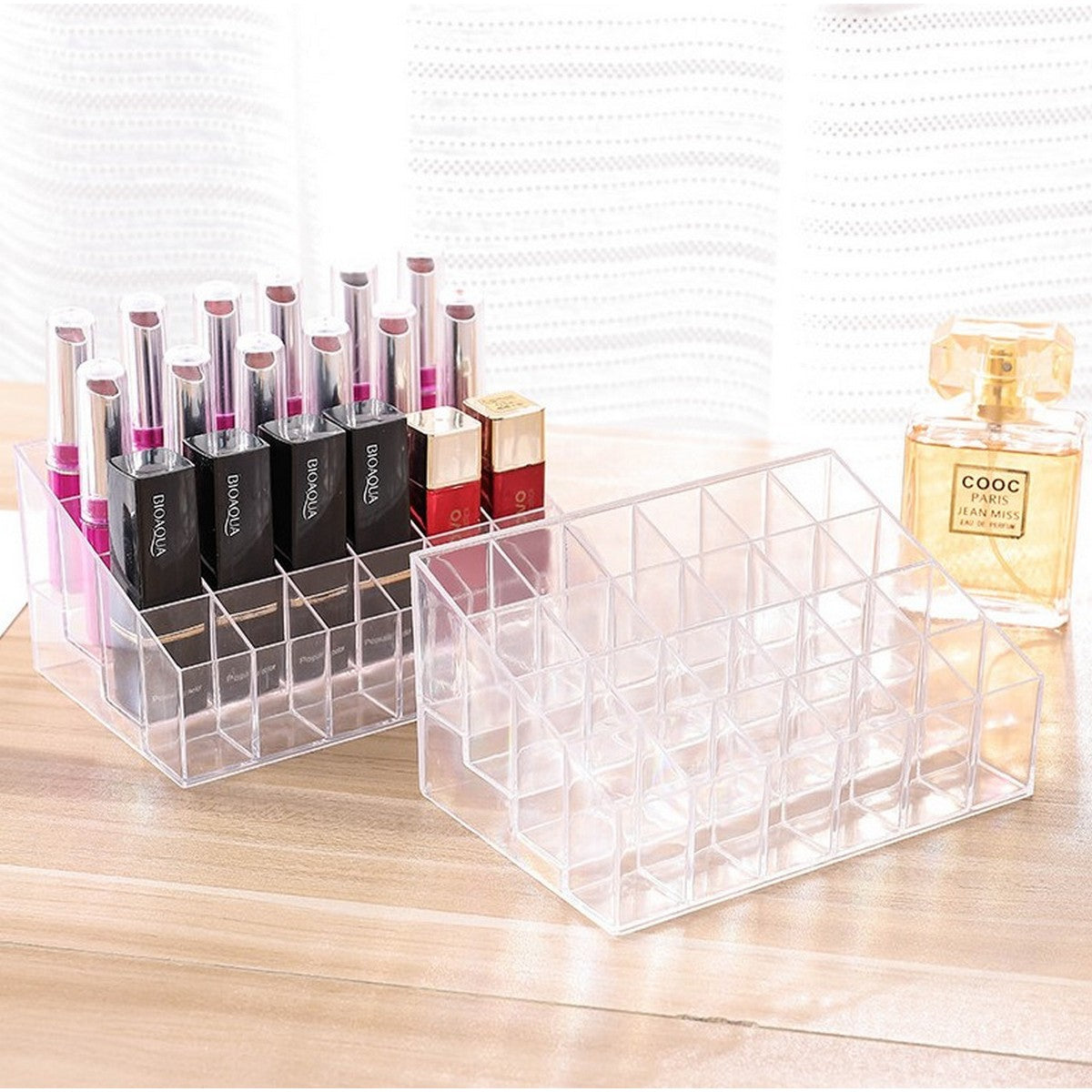 Acrylic Lipstick & Jewelry Storage Box: 24 Grid Organizer