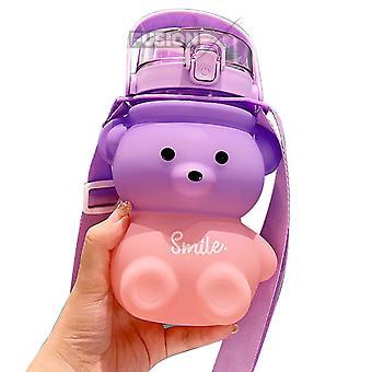 Leak-proof teddy bear water bottle in bright colors.
