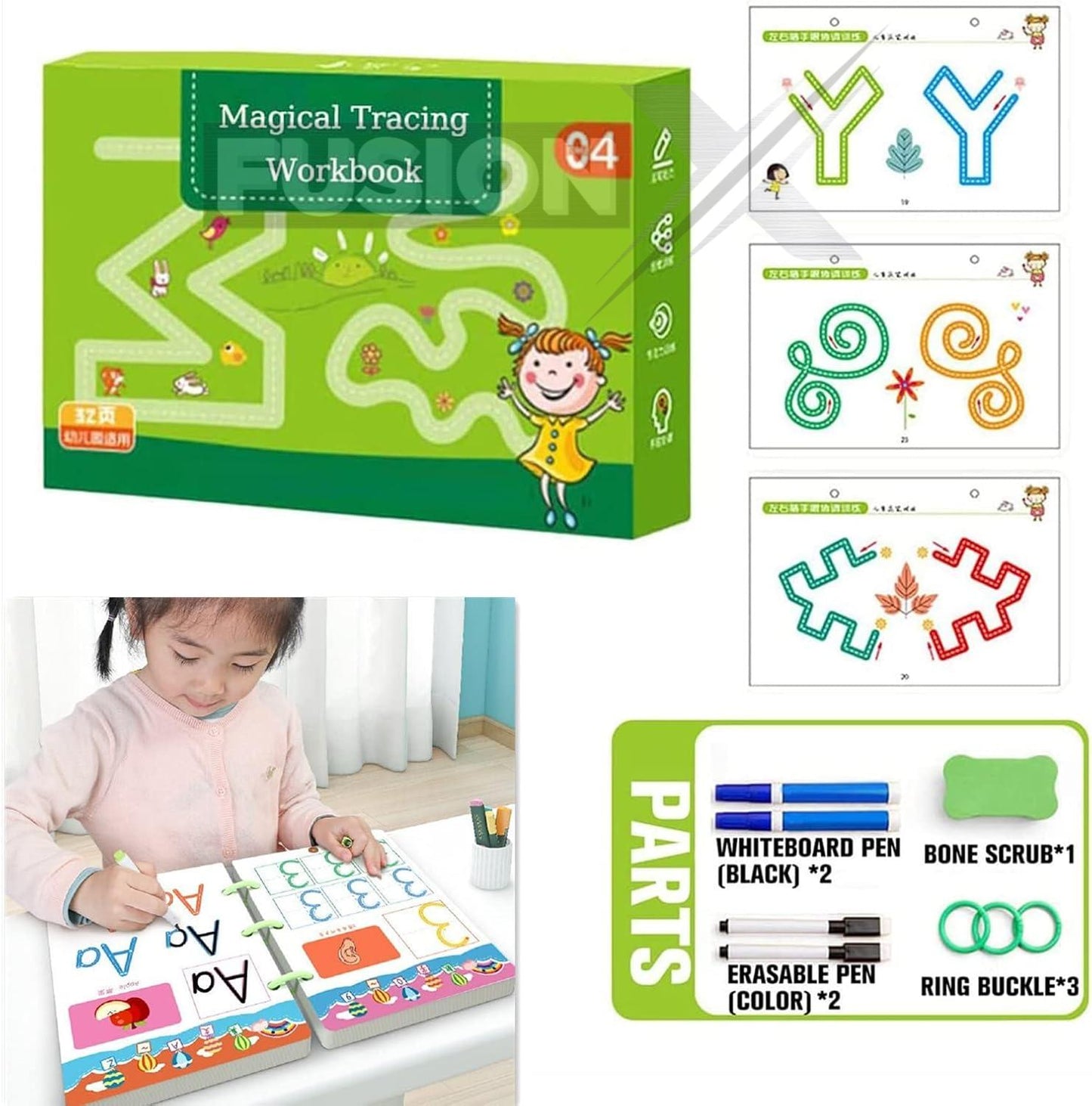 Erasable letter tracing book for endless learning fun.