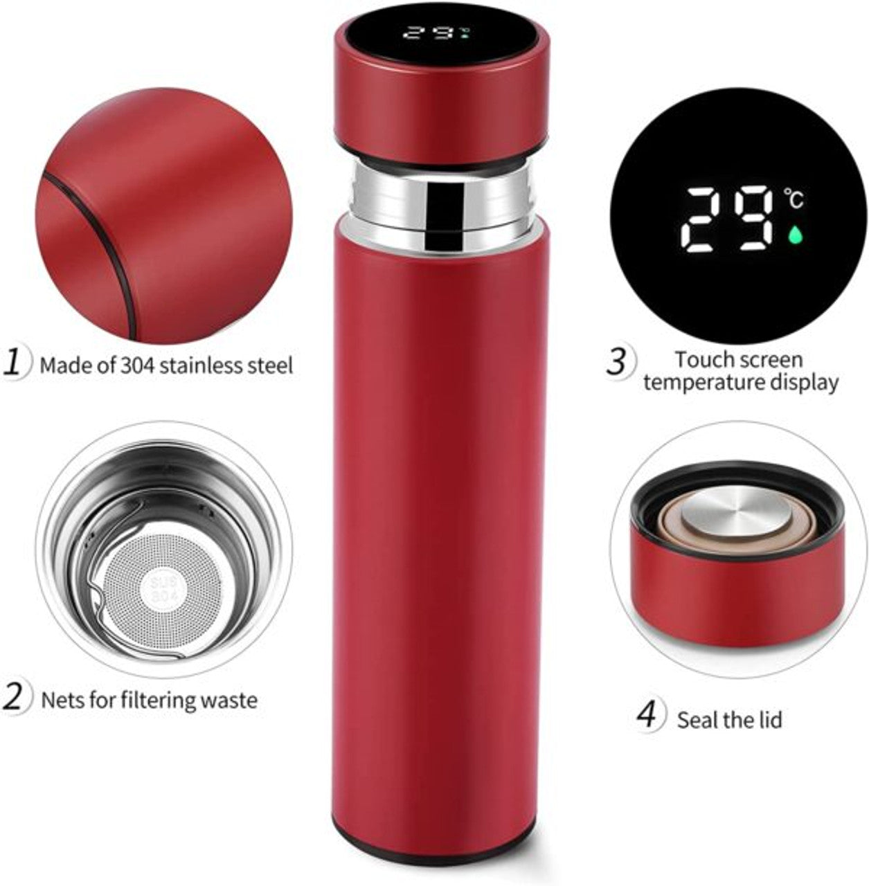 500ml Smart Thermos Bottle with LED Temperature Display: Enjoy Perfectly Insulated Drinks On-The-Go! Available at FusionX.pk