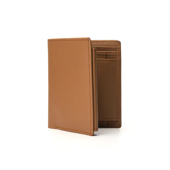 Men's Light Brown Bi-Fold Wallet With Coin Pocket