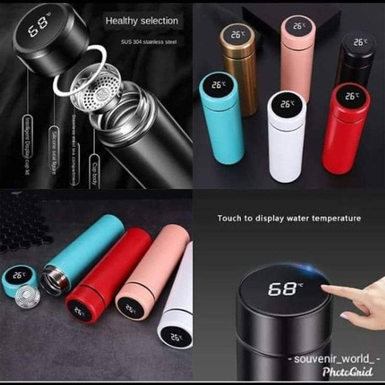 500ml Smart Thermos Bottle with LED Temperature Display: Enjoy Perfectly Insulated Drinks On-The-Go! Available at FusionX.pk