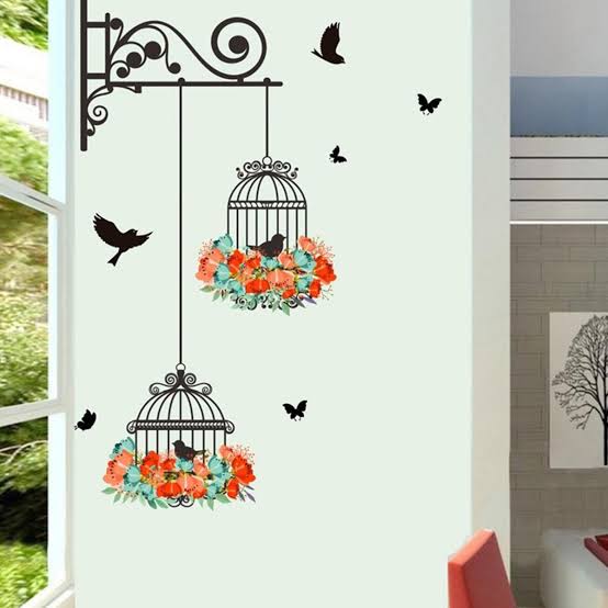 🦜 Creativity 3D Bird Cage Self-adhesive Wall Sticker | DIY Waterproof PVC Wallpaper 🏡 70x25cm