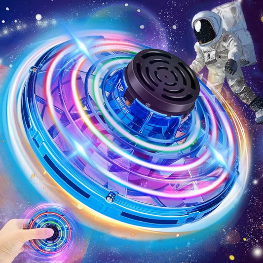 Flying Spinner with LED Light – Hand Operated Mini Drone for Kids, UFO Magic Toy for Indoor & Outdoor Fun