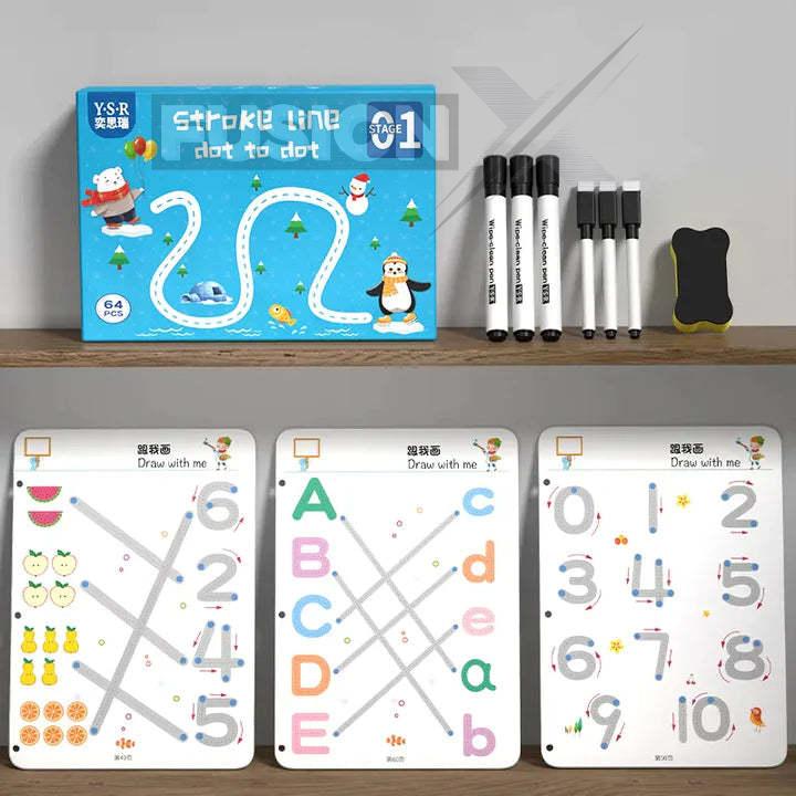 Interactive tracing book for hand-eye coordination.
