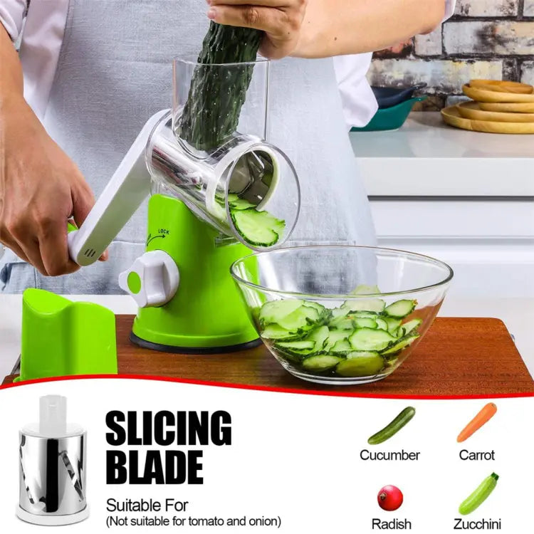 Stainless Steel Manual Vegetable Drum Cutter: Multifunctional Slicer & Chopper