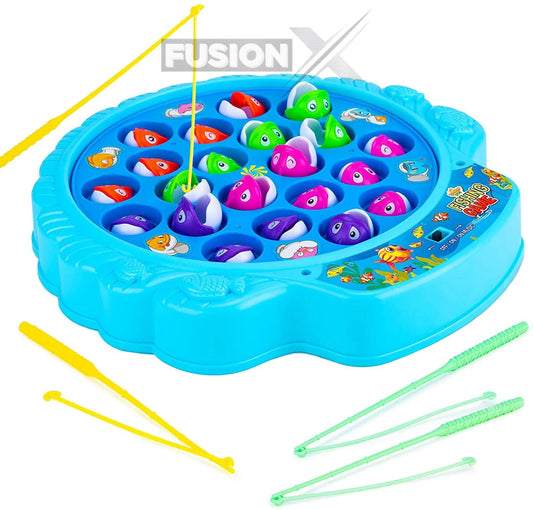 "Fishing Master Rotating Game - 21 Fishes, 4 Rods, Fun for Kids"