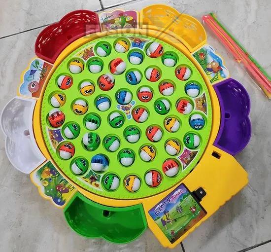 "Fishing Master Kids Game – 45 Fishes, 4 Rods, Rotating Fun!"