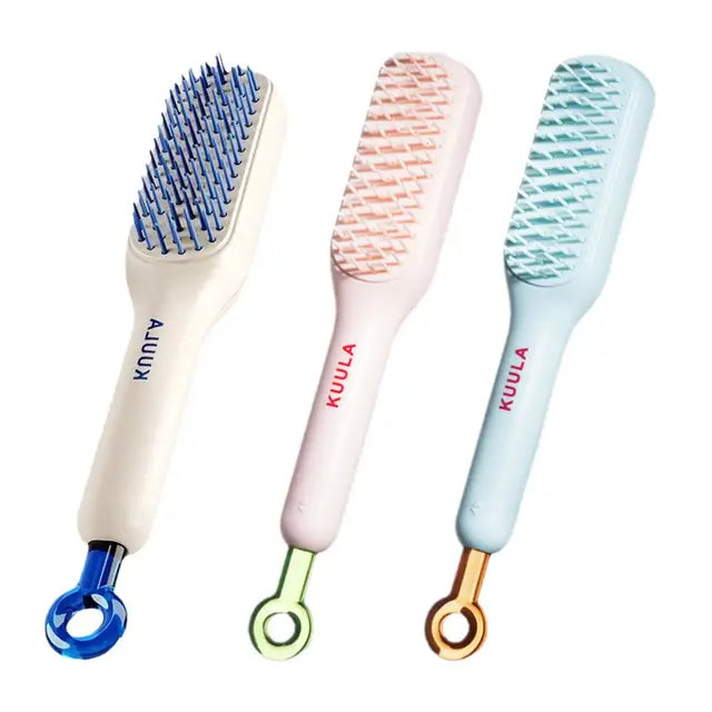 Self Cleaning Hair Brush | One-Click Cleaning Telescopic Hair Comb | Anti-Static & Anti-Hair Entangled Automatic Hairbrush