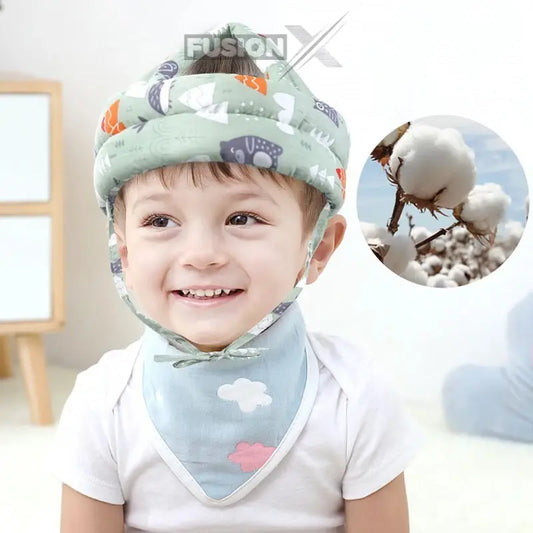 Baby safety helmet designed for maximum head protection, featuring adjustable straps for a secure fit.