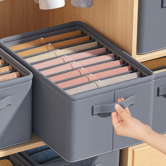 6 Grids Washable Wardrobe Clothes Organizer, Jeans Compartment Storage Box, Clothes Drawer Mesh Separation Box, Portable Foldable Closet