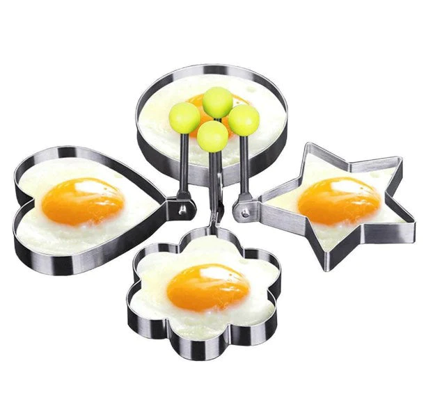 Fried Egg Cooking Mold Shaper 4 Pcs Stainless Steel Kitchen Pan cake Mould Ring.