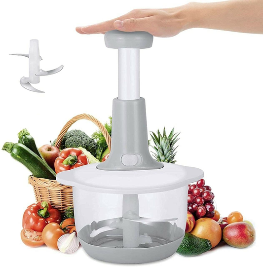 Manual Food Chopper - Multifunctional Hand Speedy Chopper with Stainless Steel Blades