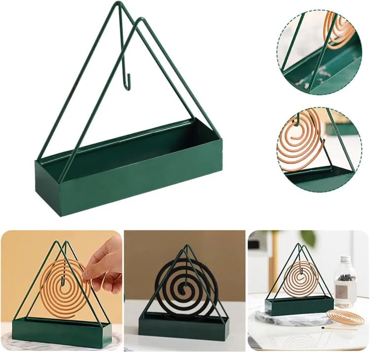 "Designer Iron Mosquito Coil Holder: Triangular Shape"