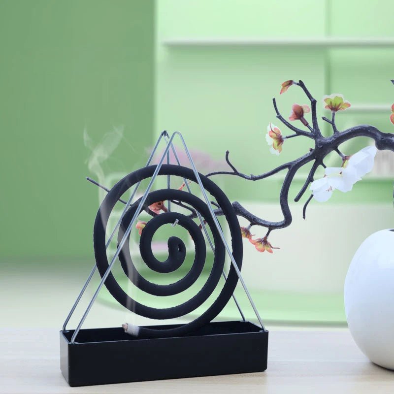 "Designer Iron Mosquito Coil Holder: Triangular Shape"