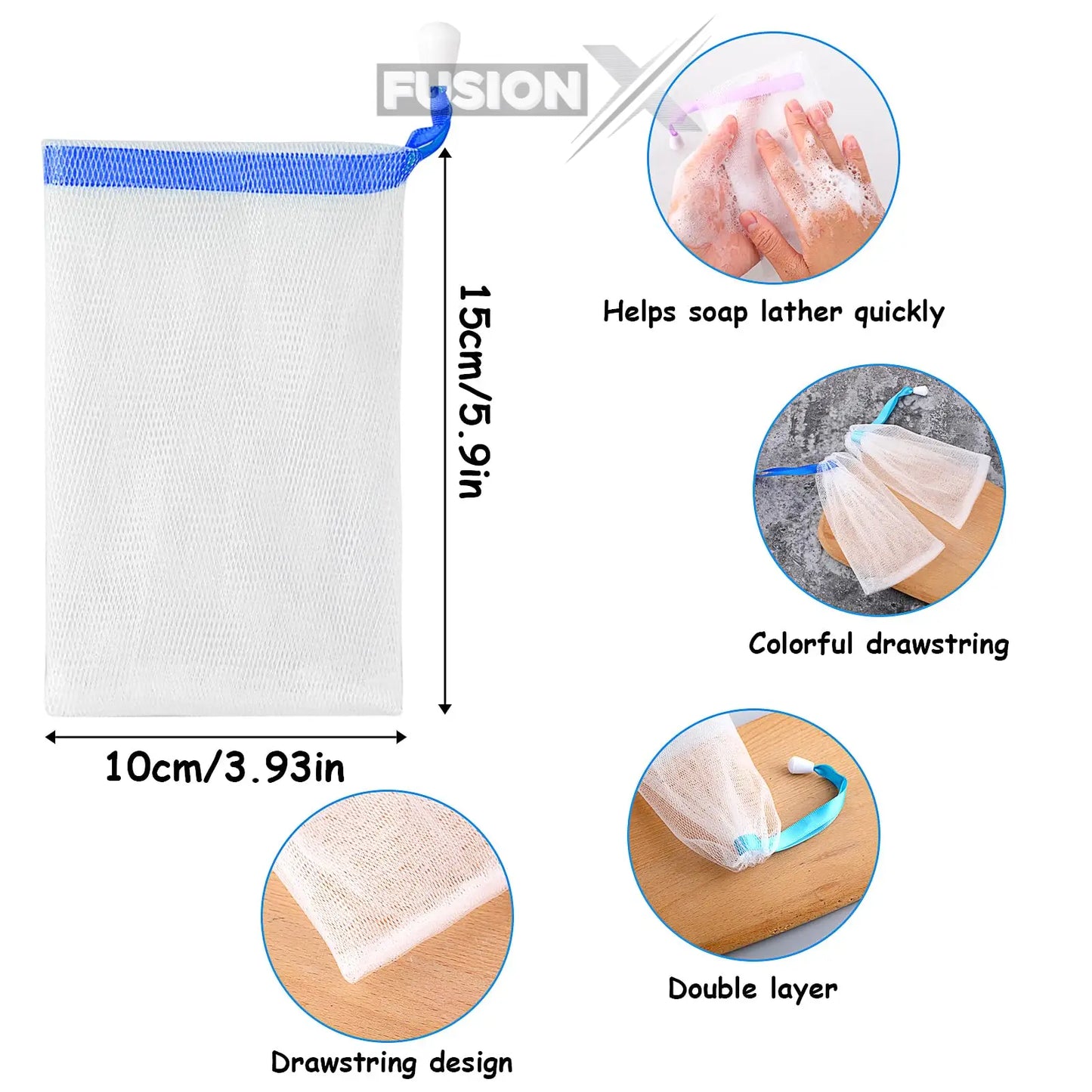 Variety of sizes in the pack of washing nets for different types of garments."