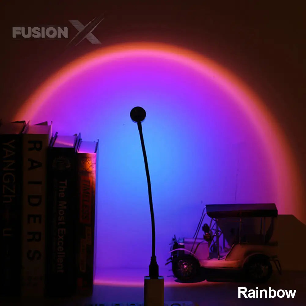 "Colorful ED Rainbow Neon projector illuminating a stylish interior."