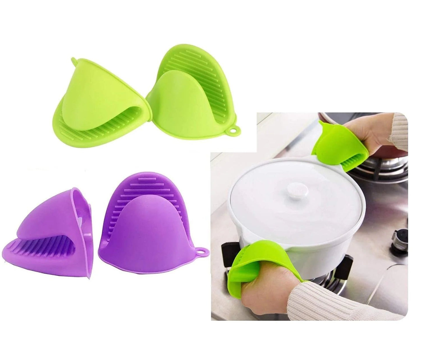 "Silicone Pot Holder Pair: Heat-resistant Kitchen Essential"