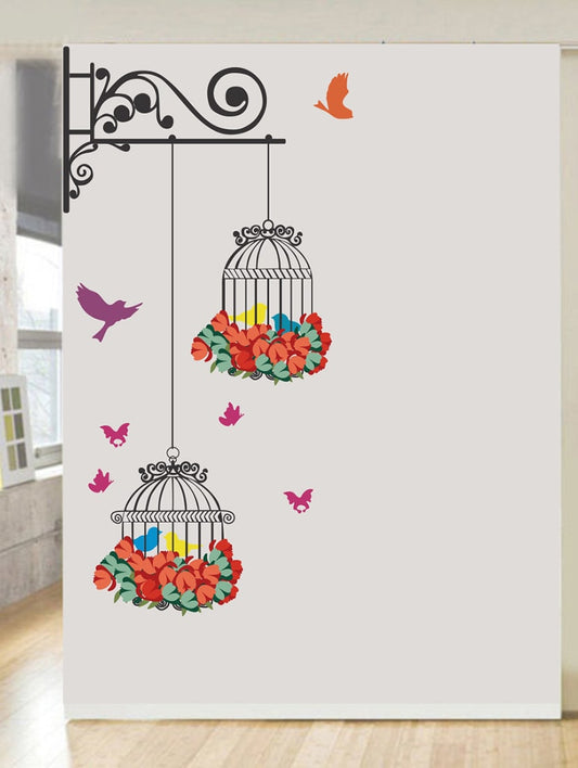 🦜 Creativity 3D Bird Cage Self-adhesive Wall Sticker | DIY Waterproof PVC Wallpaper 🏡 70x25cm